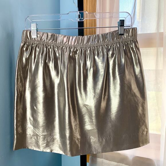 NWT J. Crew Gold Metallic Silk Mini Skirt Size 2 - Picture 6 of 7